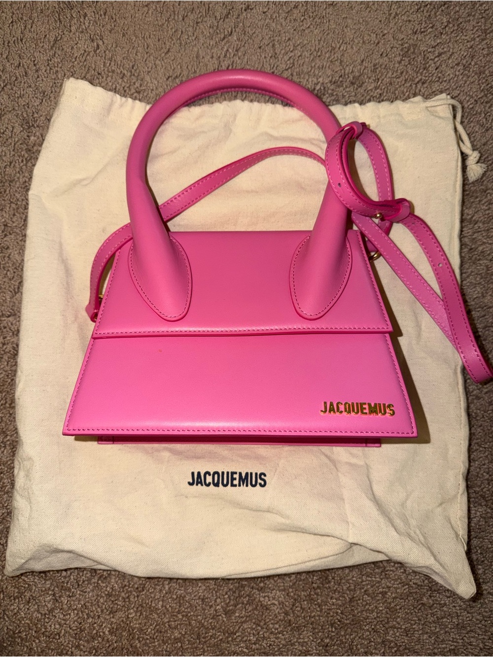Large Jacquemus Le Chiquito Pink Leather Top-Handle Bag